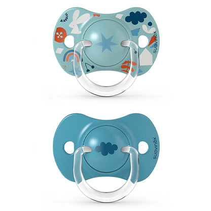 Smoczek fizjologiczny silikonowy SX Pro 2 szt. - Suavinex Forest - niebieski 6-18 m