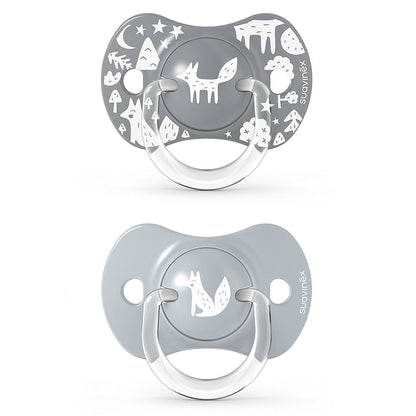 Smoczek fizjologiczny silikonowy SX Pro 2 szt. - Suavinex Fox - szary +18 m