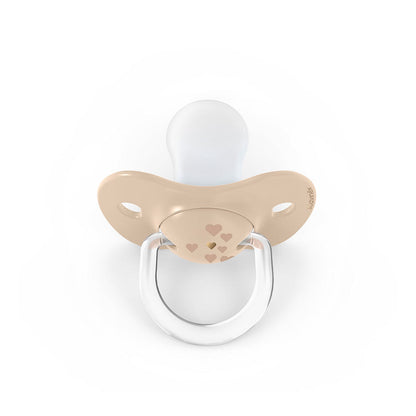 Smoczek fizjologiczny silikonowy SX Pro 2 szt. - Suavinex Spread Joy - beżowe serce 0-6 m