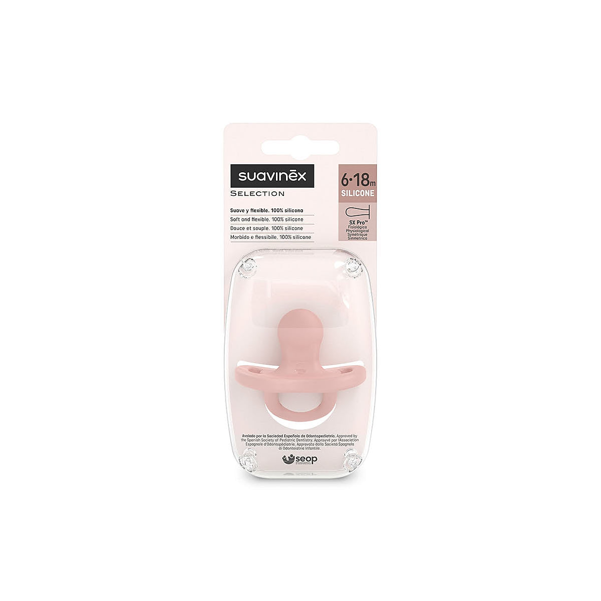 Smoczek fizjologiczny silikonowy SX Pro Colour Essence - Suavinex Cielisty 6-18 m