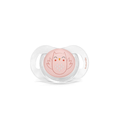 Smoczek fizjologiczny silikonowy SX Pro Bonhomia - Suavinex Różowa Sowa 0-6 m