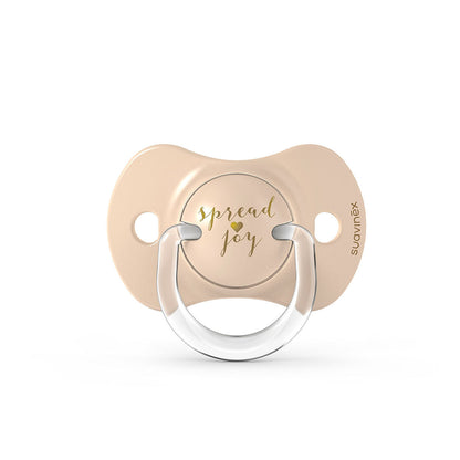 Smoczek fizjologiczny silikonowy SX Pro 2 szt. - Suavinex Spread Joy - beżowe serce +18 m