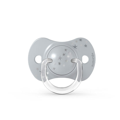 Smoczek fizjologiczny silikonowy SX Pro 2 szt. - Suavinex Spread Joy - szara korona +18 m