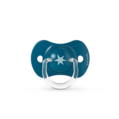 Smoczek fizjologiczny silikonowy SX Pro 2 szt. - Suavinex Forest - niebieski +18 m