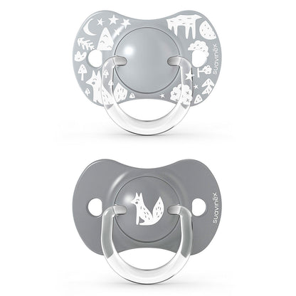 Smoczek fizjologiczny silikonowy SX Pro 2 szt. - Suavinex Fox - szary 6-18 m