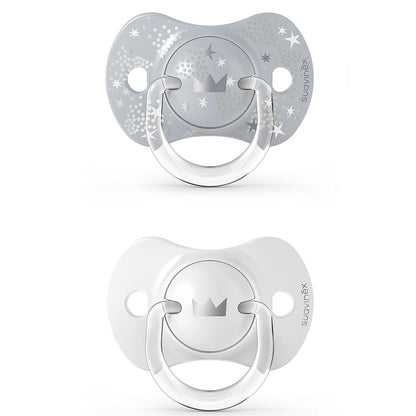 Smoczek fizjologiczny silikonowy SX Pro 2 szt. - Suavinex Spread Joy - szara korona 0-6 m
