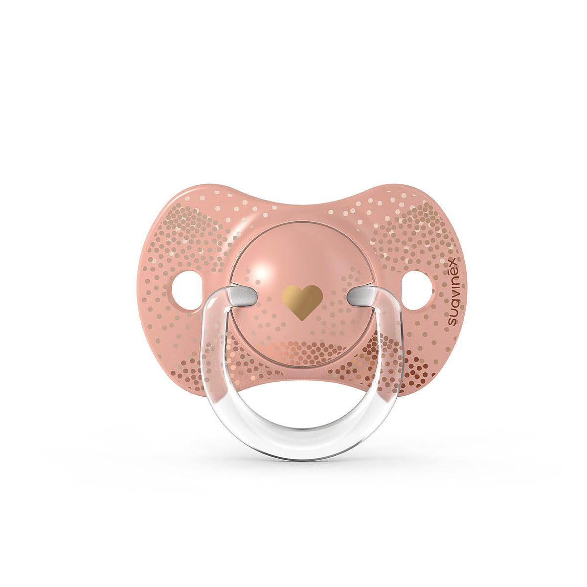 Smoczek fizjologiczny silikonowy SX Pro 2 szt. - Suavinex Spread Joy - beżowe serce +18 m