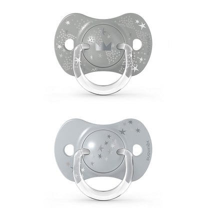 Smoczek fizjologiczny silikonowy SX Pro 2 szt. - Suavinex Spread Joy - szara korona +18 m