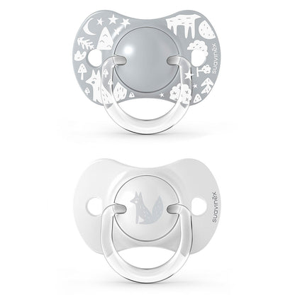 Smoczek fizjologiczny silikonowy SX Pro 2 szt. - Suavinex Fox - szary 0-6 m