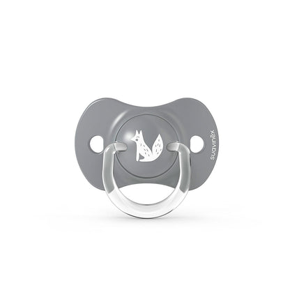 Smoczek fizjologiczny silikonowy SX Pro 2 szt. - Suavinex Fox - szary 6-18 m